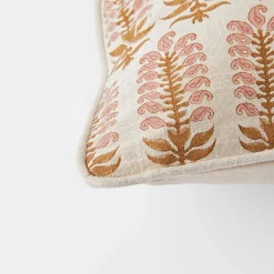 Aarvi Wood Block Cushion - Ochre