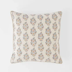 Aarvi Wood Block Cushion - Blue