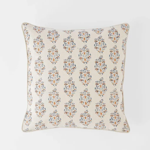 Aarvi Wood Block Cushion - Blue