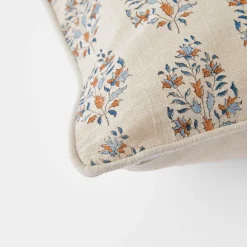Aarvi Wood Block Cushion - Blue