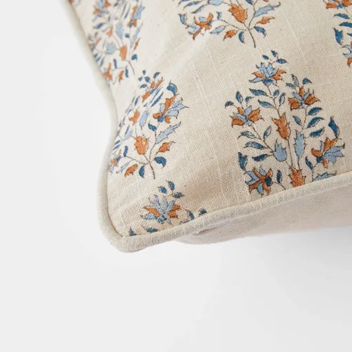 Aarvi Wood Block Cushion - Blue
