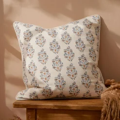 Aarvi Wood Block Cushion - Blue