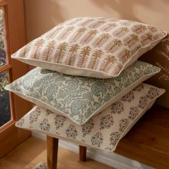 Aarvi Wood Block Cushion - Blue
