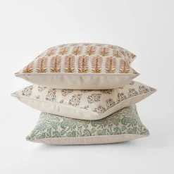 Aarvi Wood Block Cushion - Blue