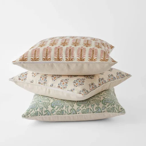 Aarvi Wood Block Cushion - Blue