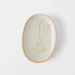 Abstract Face Trinket Dish - Off White