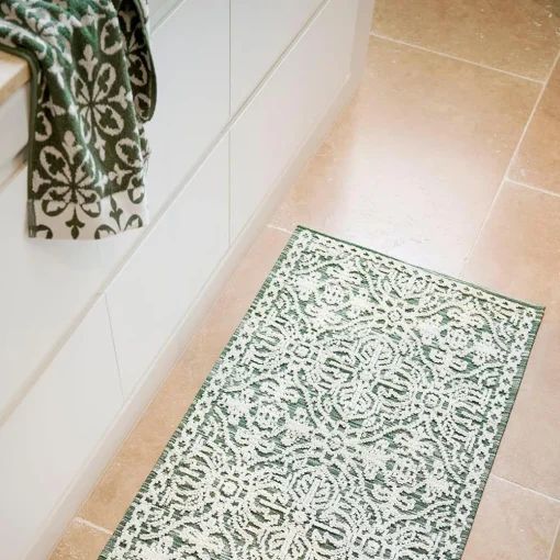 Alva Bath Mat - Olive Green/Ivory