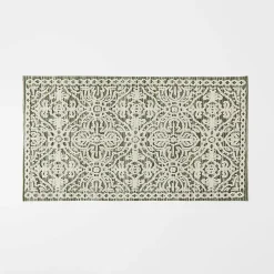 Alva Bath Mat - Olive Green/Ivory