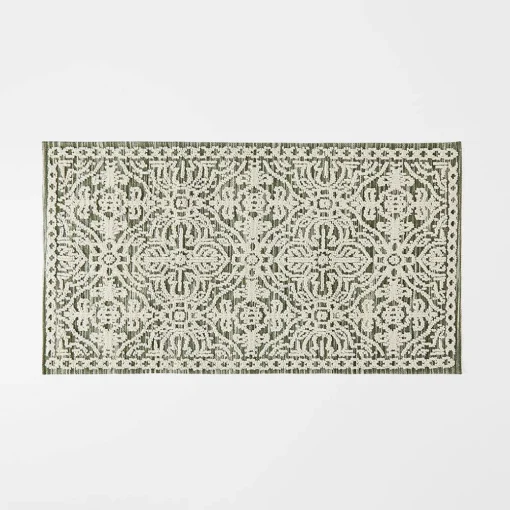 Alva Bath Mat - Olive Green/Ivory