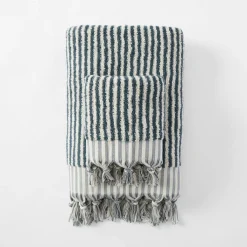 Ama Stripe Towel - Olive Green