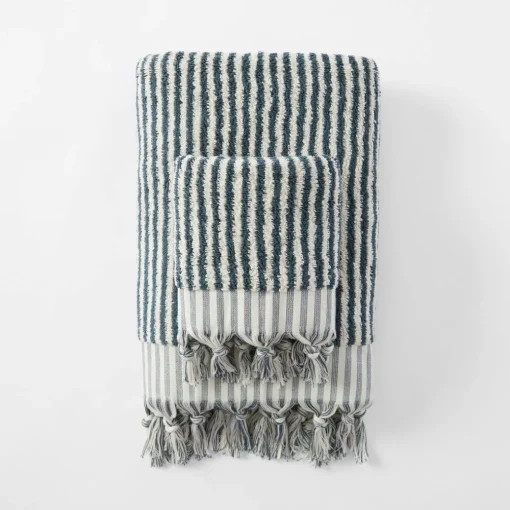 Ama Stripe Towel - Olive Green