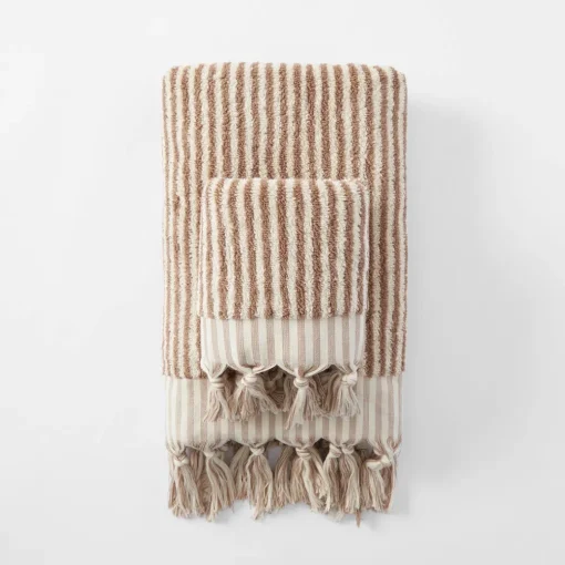 Ama Stripe Towel - Olive Green