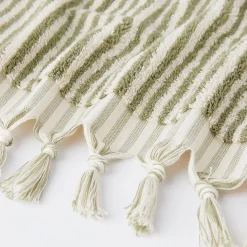 Ama Stripe Towel - Olive Green