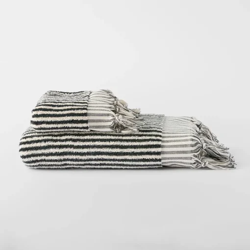 Ama Stripe Towel - Olive Green