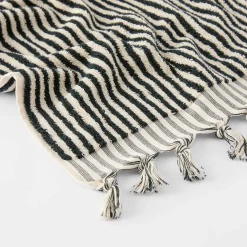 Ama Stripe Towel - Olive Green