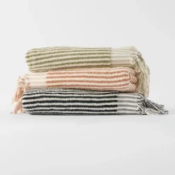 Ama Stripe Towel - Olive Green