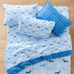 Archie Flannelette Sheet Set - Powder Blue