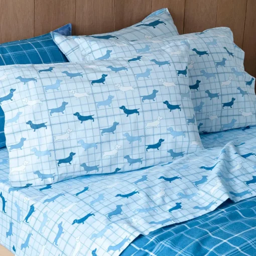 Archie Flannelette Sheet Set - Powder Blue
