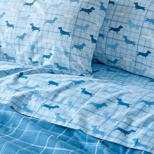 Archie Flannelette Sheet Set - Powder Blue