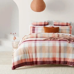 Arlo Quilt Cover - Peach, Pink