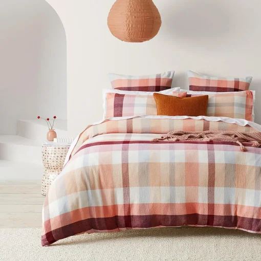 Arlo Quilt Cover - Peach, Pink