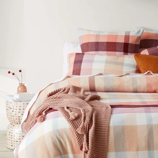 Arlo Quilt Cover - Peach, Pink