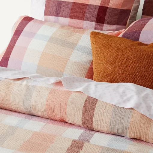 Arlo Quilt Cover - Peach, Pink