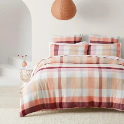 Arlo Quilt Cover - Peach, Pink