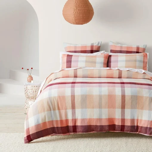 Arlo Quilt Cover - Peach, Pink
