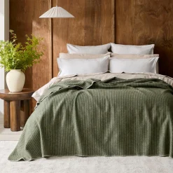 Beckett Wool Blanket - Olive/Ivory