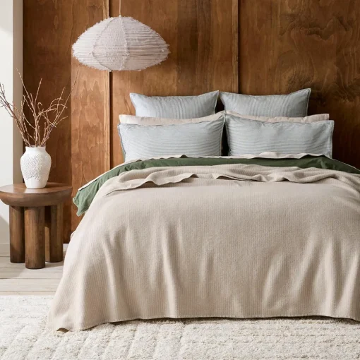 Beckett Wool Blanket - Olive/Ivory