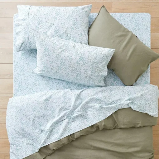 Beth Cotton Sheet Set - Green Floral