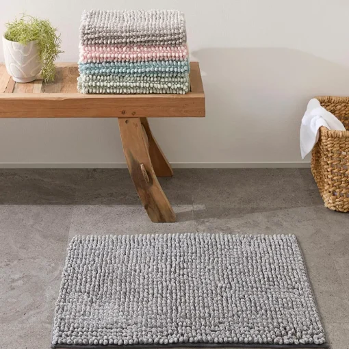 Bobble Melange Bath Mat - Charcoal