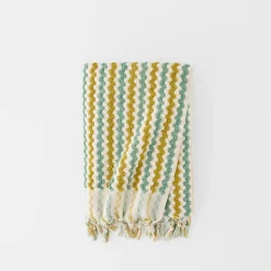 Bodrum Turkish Cotton Bath Sheet - Blue/Grey Zig Zag