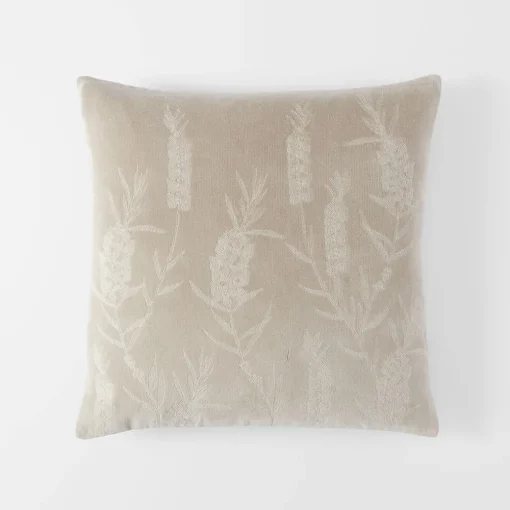 Bottle Brush Velvet Cushion - Stone