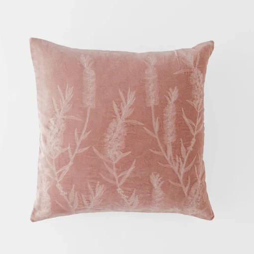Bottle Brush Velvet Cushion - Stone