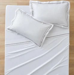 Cambridge 800 TC Egyptian Cotton Flat Sheets - White Navy