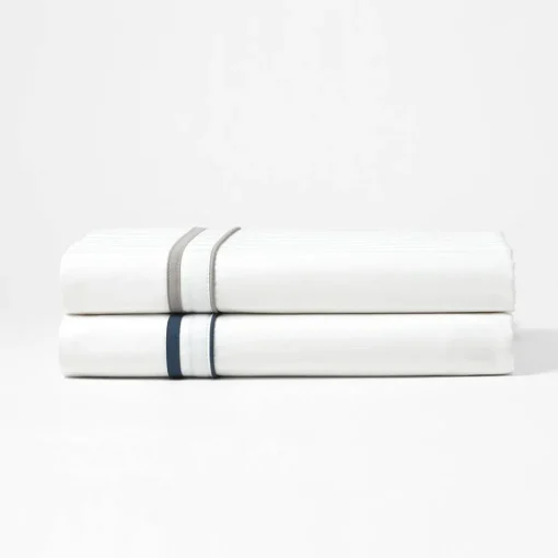 Cambridge 800 TC Egyptian Cotton Flat Sheets - White Navy