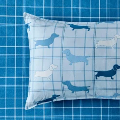 Charlie Reversible Flannelette Quilt Cover Set- Light Blue
