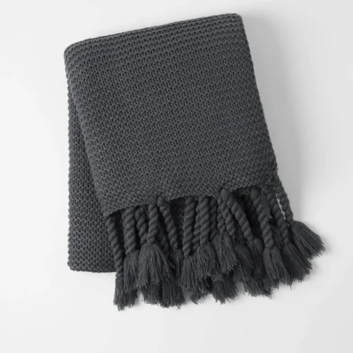 Chunky Tassel Throw - Pine