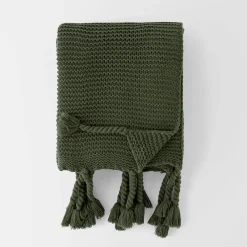 Chunky Tassel Throw - Pine