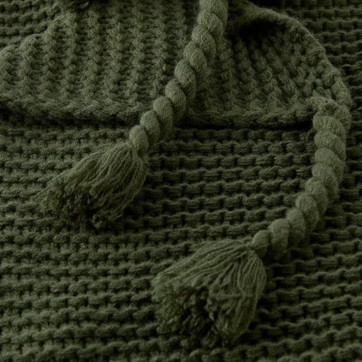 Chunky Tassel Throw - Pine