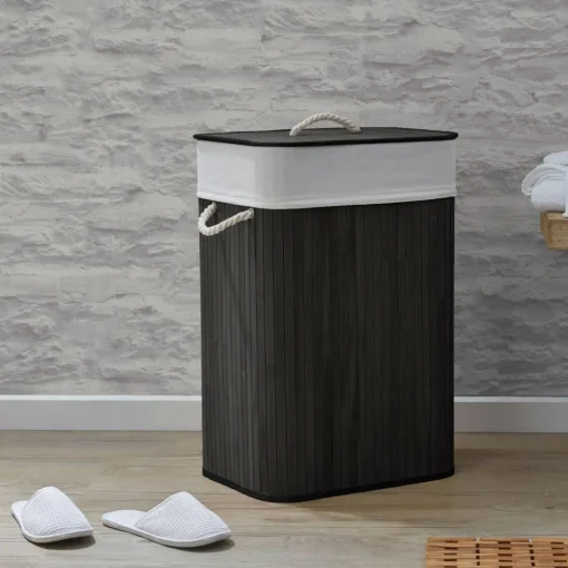 Collapsible Bamboo Hamper - Black