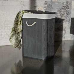 Collapsible Bamboo Hamper - Black