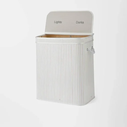 Collapsible Bamboo Lights and Darks Hamper