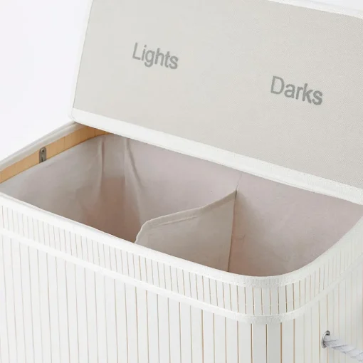 Collapsible Bamboo Lights and Darks Hamper