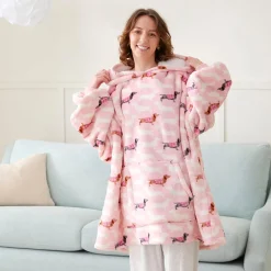 Dachsie Hooded Sherpa Blanket