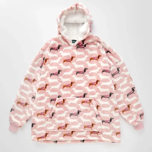 Dachsie Hooded Sherpa Blanket