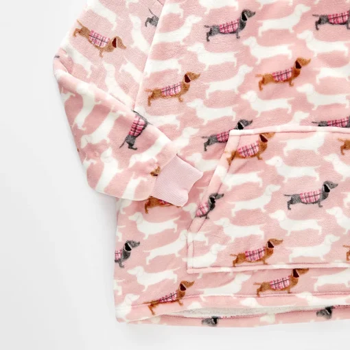 Dachsie Hooded Sherpa Blanket