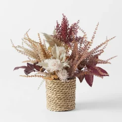 Dried Arrangement Rope Pot - Autumn Mix